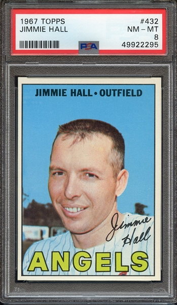 1967 TOPPS 432 JIMMIE HALL PSA NM-MT 8