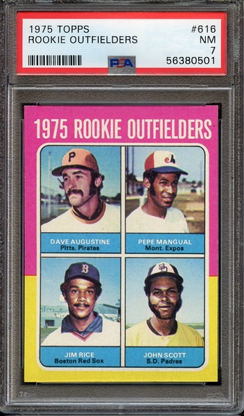 1975 TOPPS 616 ROOKIE OUTFIELDERS PSA NM 7
