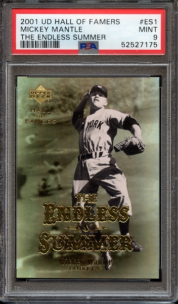 2001 UPPER DECK HALL OF FAMERS ENDLESS SUMMER ES1 MICKEY MANTLE THE ENDLESS SUMMER PSA MINT 9