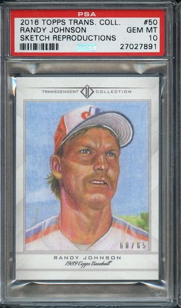 2016 TOPPS TRANSCENDENT COLLECTION SKETCH REPRODUCTIONS 50 RANDY JOHNSON SKETCH REPRODUCTIONS PSA GEM MT 10