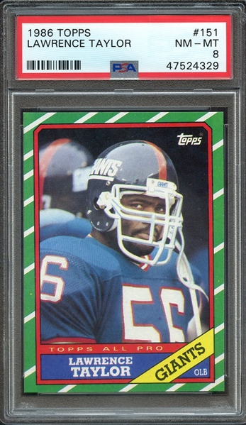 1986 TOPPS 151 LAWRENCE TAYLOR PSA NM-MT 8