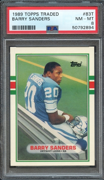 1989 TOPPS TRADED 83T BARRY SANDERS PSA NM-MT 8