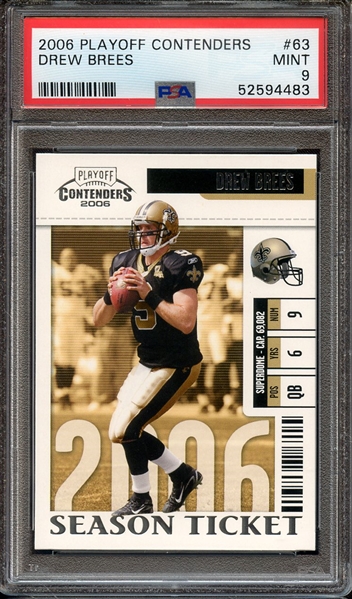 2006 PLAYOFF CONTENDERS 63 DREW BREES PSA MINT 9