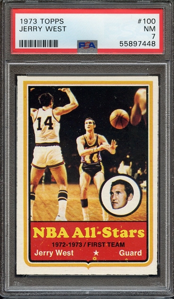 1973 TOPPS 100 JERRY WEST PSA NM 7