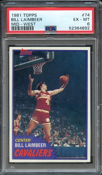 1981 TOPPS 74 BILL LAIMBEER MID-WEST PSA EX-MT 6