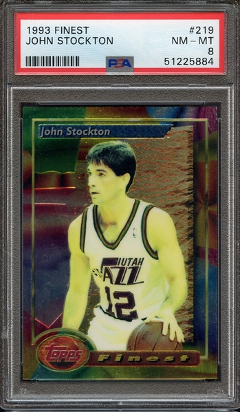 1993 FINEST 219 JOHN STOCKTON PSA NM-MT 8