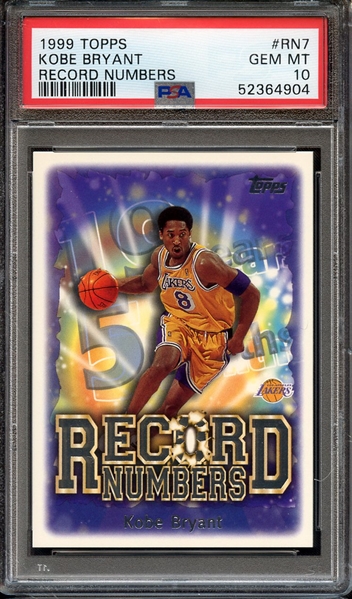 1999 TOPPS RECORD NUMBERS RN7 KOBE BRYANT RECORD NUMBERS PSA GEM MT 10