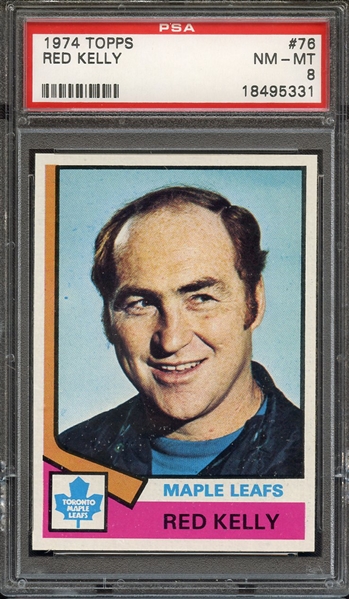 1974 TOPPS 76 RED KELLY PSA NM-MT 8
