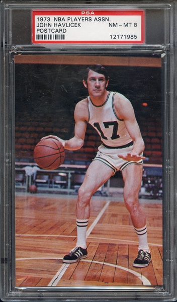 1973 NBA PLAYERS ASSOCIATION POSTCARD JOHN HAVLICEK POSTCARD PSA NM-MT 8