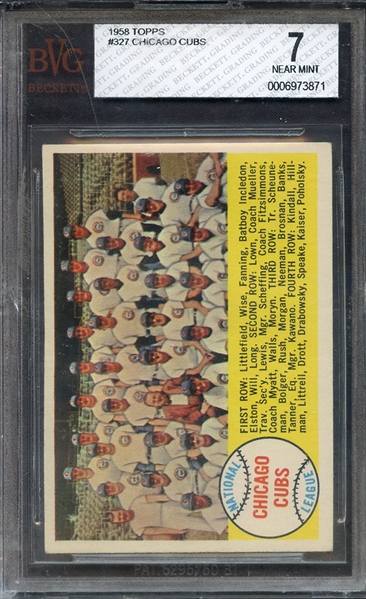 1958 TOPPS 327 CHICAGO CUBS TEAM BVG NM 7