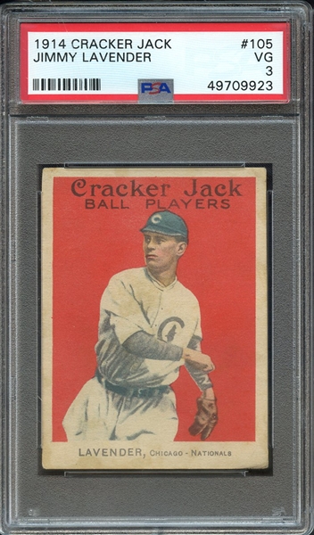 1914 CRACKER JACK 105 JIMMY LAVENDER PSA VG 3