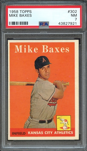 1958 TOPPS 302 MIKE BAXES PSA NM 7