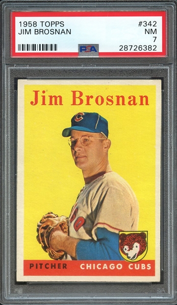 1958 TOPPS 342 JIM BROSNAN PSA NM 7
