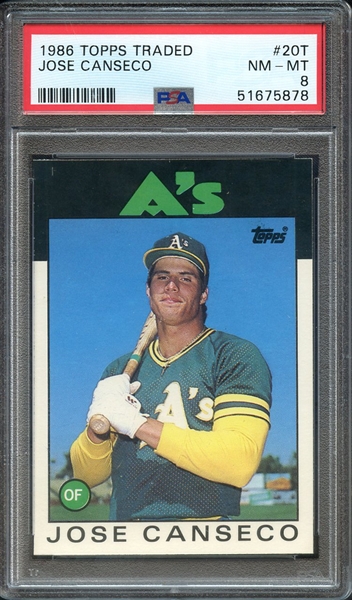 1986 TOPPS TRADED 20T JOSE CANSECO PSA NM-MT 8