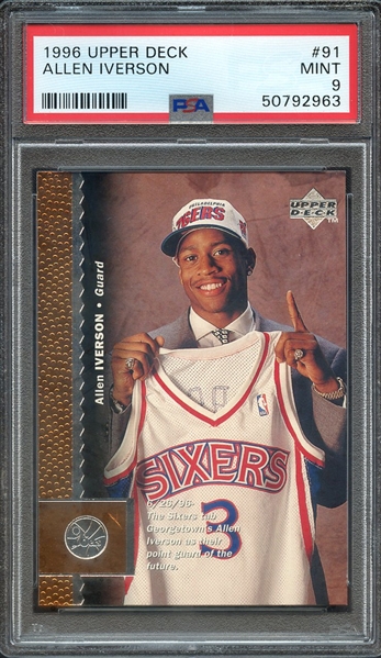 Lot Detail - 1996 UPPER DECK 91 ALLEN IVERSON PSA MINT 9