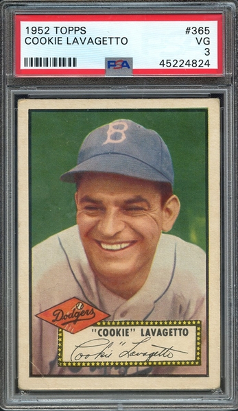 1952 TOPPS 365 COOKIE LAVAGETTO PSA VG 3