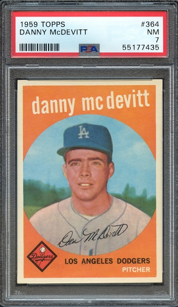 1959 TOPPS 364 DANNY McDEVITT PSA NM 7