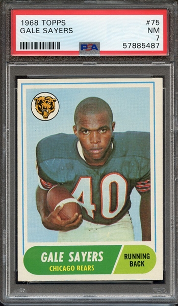 1968 TOPPS 75 GALE SAYERS PSA NM 7