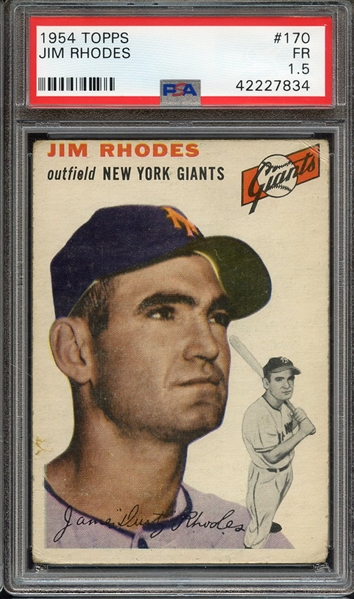 1954 TOPPS 170 JIM RHODES PSA FR 1.5