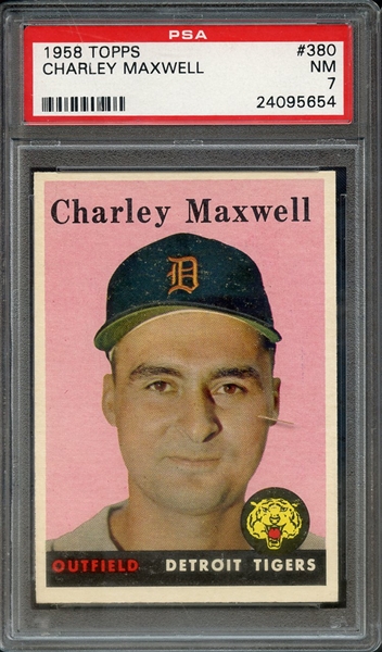 1958 TOPPS 380 CHARLEY MAXWELL PSA NM 7