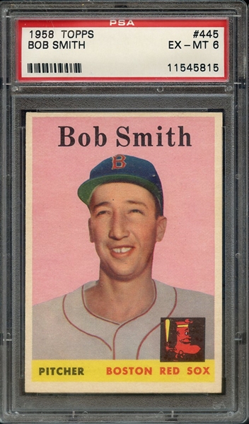 1958 TOPPS 445 BOB SMITH PSA EX-MT 6