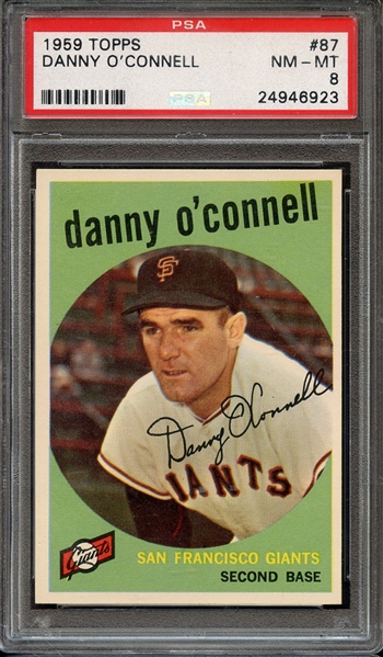 1959 TOPPS 87 DANNY O'CONNELL PSA NM-MT 8