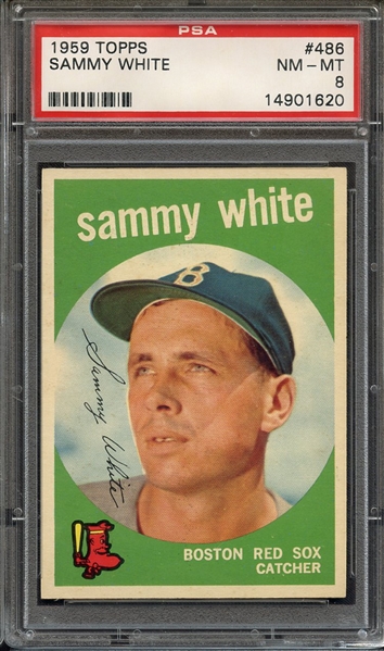 1959 TOPPS 486 SAMMY WHITE PSA NM-MT 8