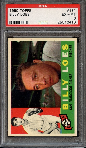 1960 TOPPS 181 BILLY LOES PSA EX-MT 6