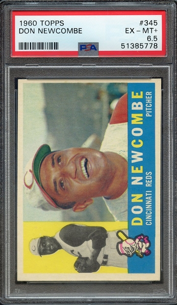 1960 TOPPS 345 DON NEWCOMBE PSA EX-MT+ 6.5