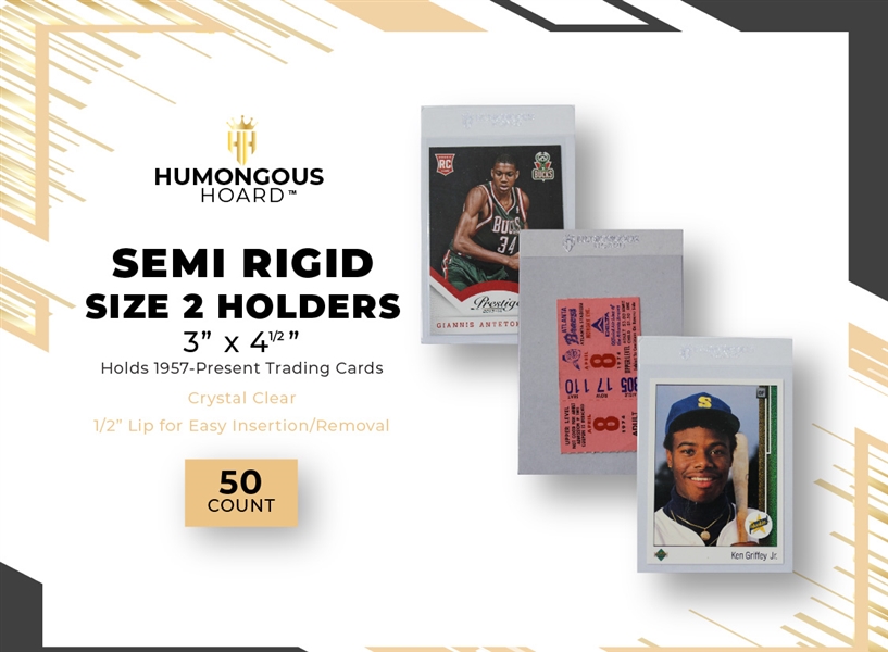 (100) Humongous Hoard Semi Rigid Size 2 Standard Size Cards 3 x 4 1/2
