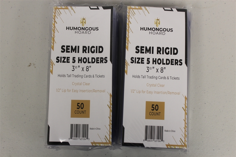 (100) Humongous Hoard Semi Rigid Size 5 Tickets Oversize 3 1/2 x 8