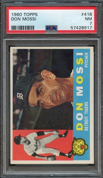 1960 TOPPS 418 DON MOSSI PSA NM 7