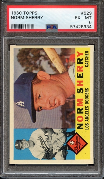 1960 TOPPS 529 NORM SHERRY PSA EX-MT 6