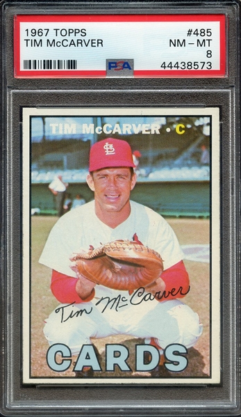 1967 TOPPS 485 TIM McCARVER PSA NM-MT 8