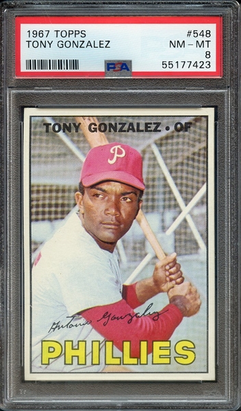 1967 TOPPS 548 TONY GONZALEZ PSA NM-MT 8