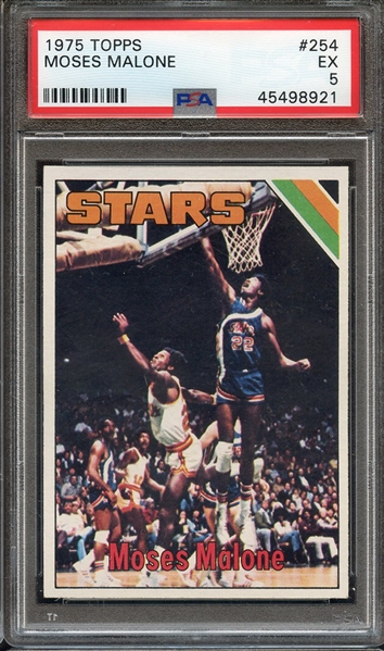 1975 TOPPS 254 MOSES MALONE PSA EX 5