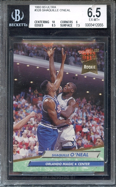 1992 ULTRA 328 SHAQUILLE O'NEAL BGS EX-MT+ 6.5 * CRACKED CASE *