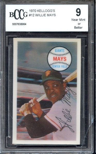 1970 KELLOGGS 12 WILLIE MAYS BCCG 9 * CRACKED CASE *