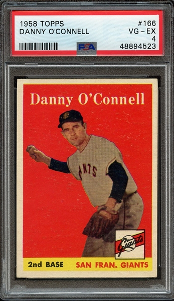 1958 TOPPS 166 DANNY O'CONNELL PSA VG-EX 4