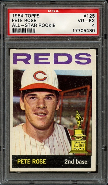 1964 TOPPS 125 PETE ROSE ALL-STAR ROOKIE PSA VG-EX 4