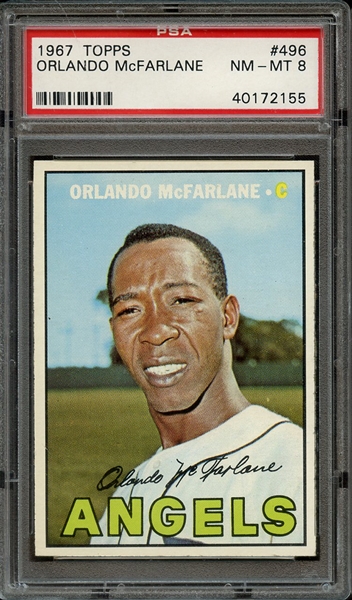 1967 TOPPS 496 ORLANDO McFARLANE PSA NM-MT 8