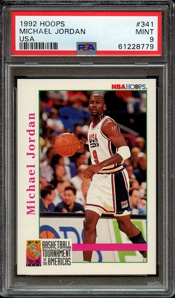 1992 HOOPS 341 MICHAEL JORDAN USA PSA MINT 9