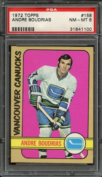 1972 TOPPS 158 ANDRE BOUDRIAS PSA NM-MT 8
