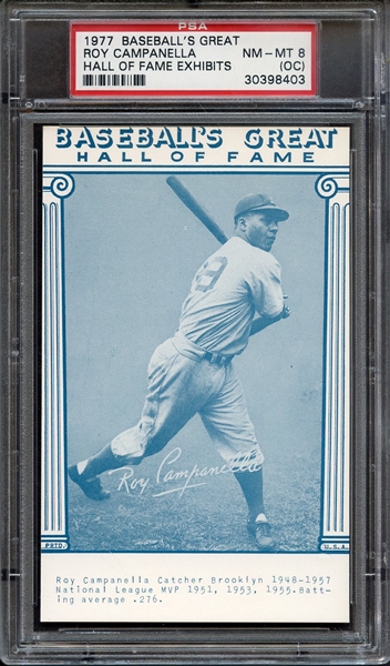1977 BASEBALL'S GREAT HALL OF FAME EXHIBITS ROY CAMPANELLA HALL OF FAME EXHIBITS PSA NM-MT 8 (OC)