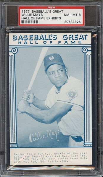 1977 BASEBALL'S GREAT HALL OF FAME EXHIBITS WILLIE MAYS HALL OF FAME EXHIBITS PSA NM-MT 8