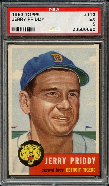 1953 TOPPS 113 JERRY PRIDDY PSA EX 5
