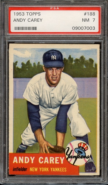 1953 TOPPS 188 ANDY CAREY PSA NM 7