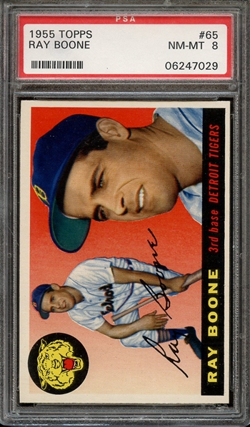 1955 TOPPS 65 RAY BOONE PSA NM-MT 8