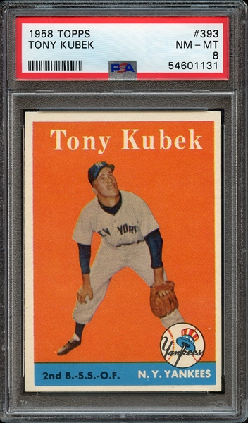 1958 TOPPS 393 TONY KUBEK PSA NM-MT 8