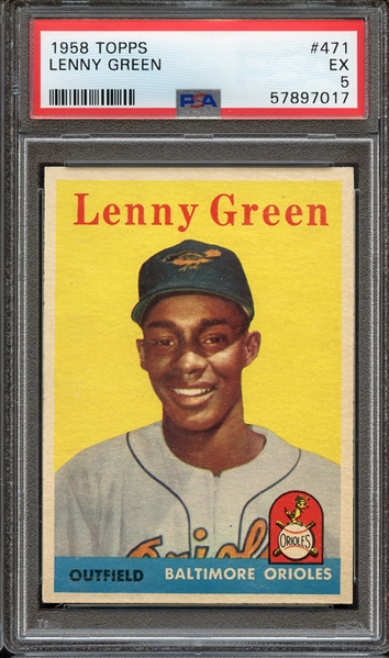 1958 TOPPS 471 LENNY GREEN PSA EX 5